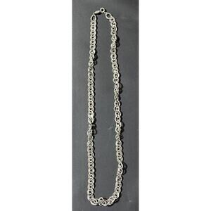 Vintage Napier Shiny Silver Tone Flat Link Necklace 11.5"